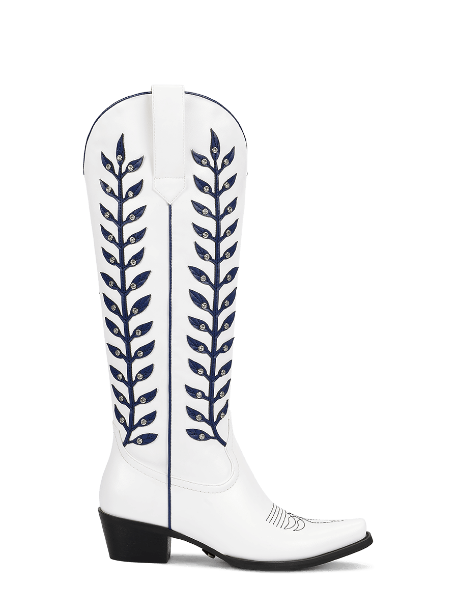 white-and-inky-navy-leaf-inlay-western-side-zipper-cowgirl-boots