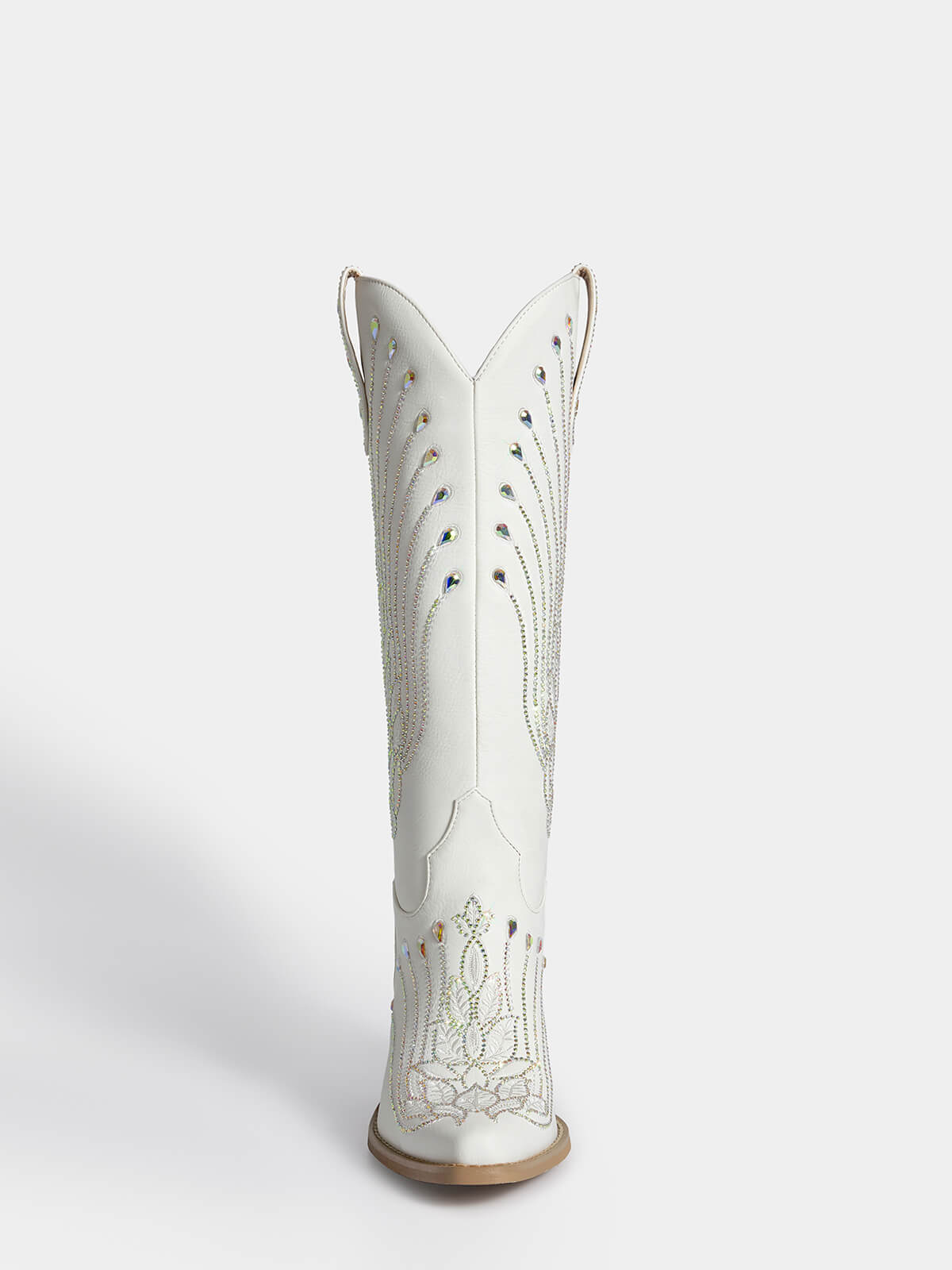 White Embroidered Leaf Bridal Cowboy Boots | WETKISS BOOTS