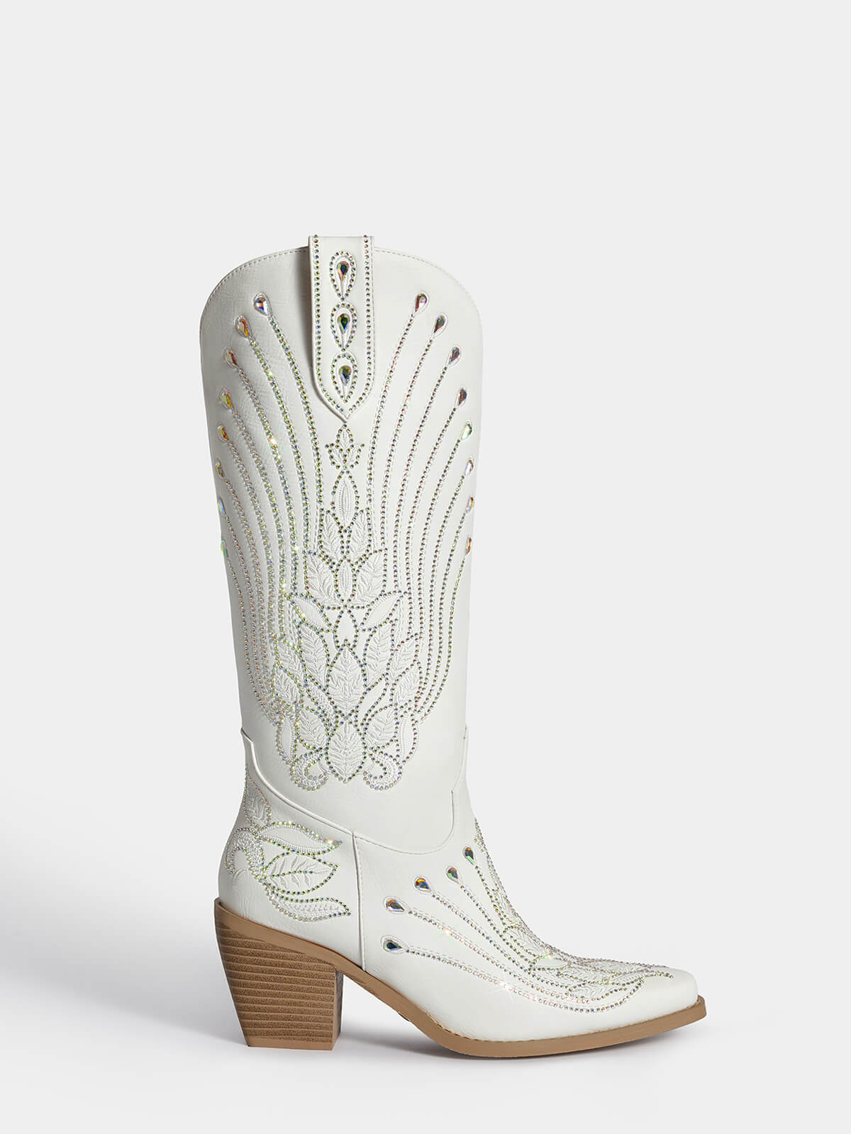 White Embroidered Leaf Bridal Cowboy Boots | WETKISS BOOTS