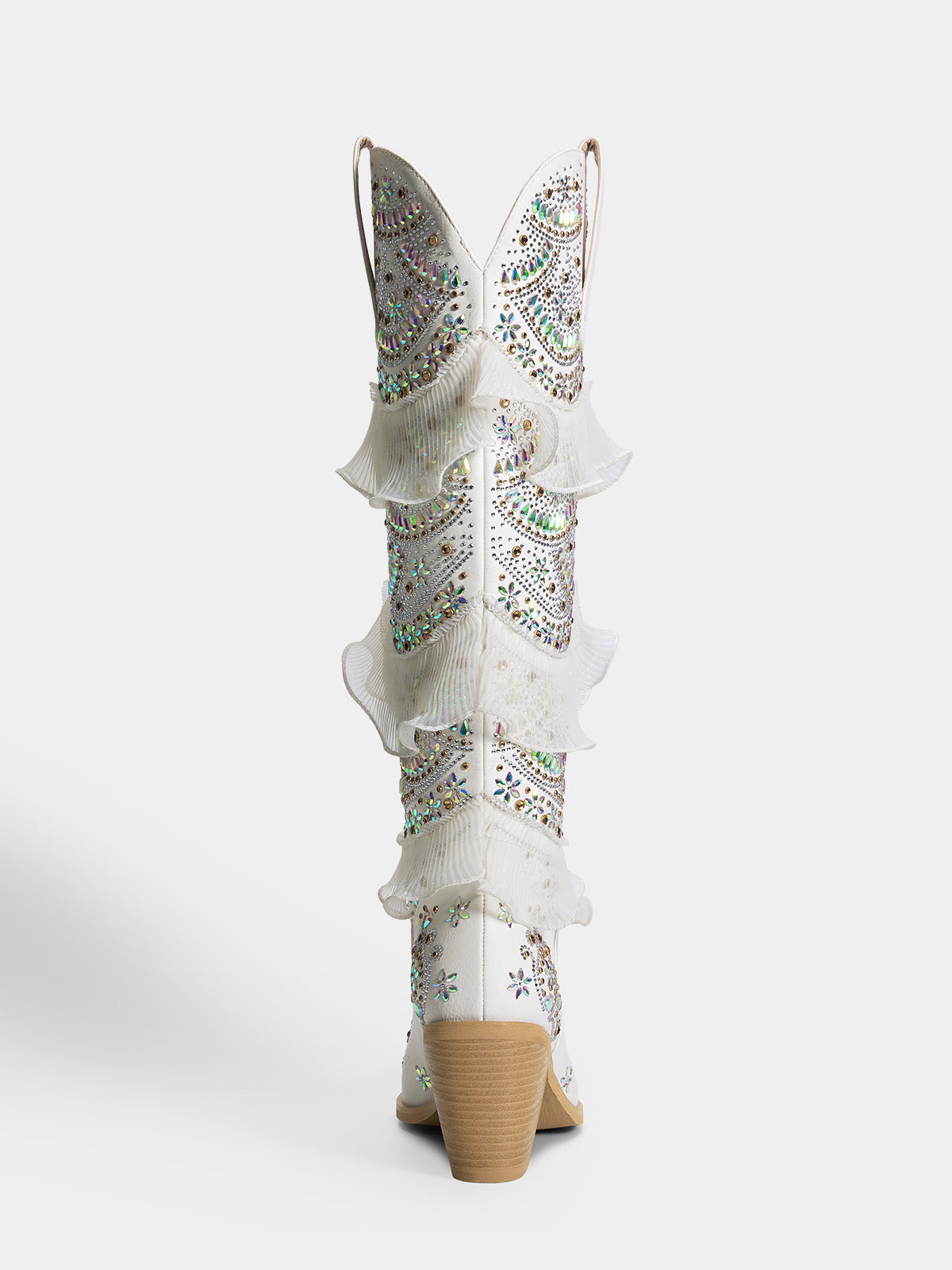 white-layered-ruffled-rhinestones-wedding-cowgirl-boots-high-heel