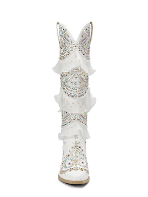 white-layered-ruffled-rhinestones-wedding-cowgirl-boots-knee-high