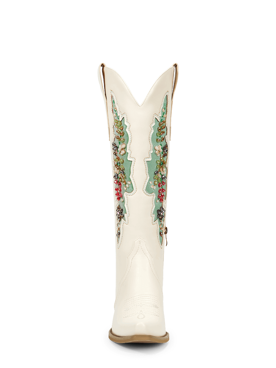 white-turquoise-velvet-gemstone-knee-high-western-cowgirl-boots