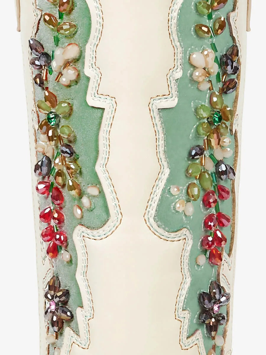 white-turquoise-velvet-gemstone-pu-western-cowgirl-boots