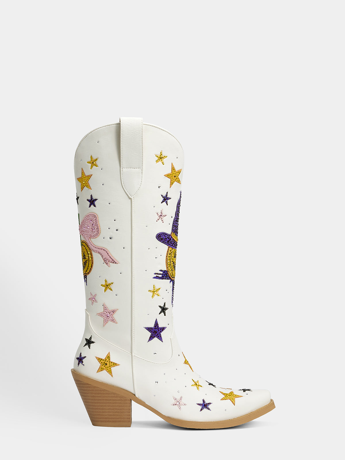 white_rhinestone_witch_hat_pumpkin_bow_western_boots