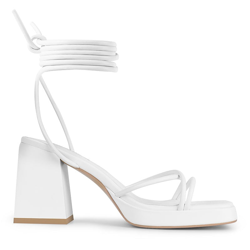 Low Platform Strap Block Heel Sandals